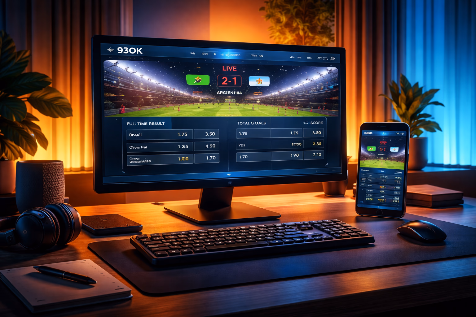 Dedicated Bangladeshi sports fan using both laptop and smartphone simultaneously to track live cricket scores and place real-time wagers on 93OK platform